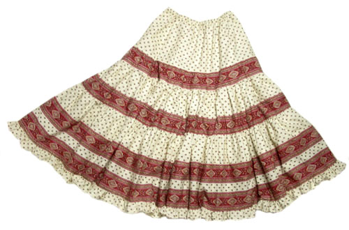 Provence tiered skirt, long (Esterel. raw/bordeaux)